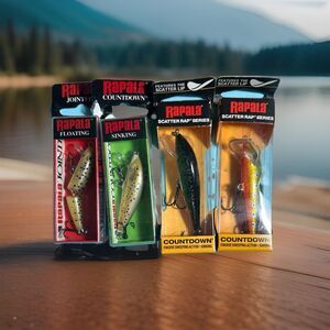 LOT of 4 Misc. RAPALA Fishing Lures Jointed ,Sinking, Floating Various Colors